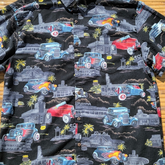 2XL Vintage High Seas Trading Co. Hot Rods Cars Button Down Shirt Mens - Picture 6 of 7